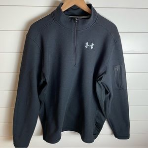 Under Armour Black 1/4 Zip Mesh/fleece lined pullover Size 2XL